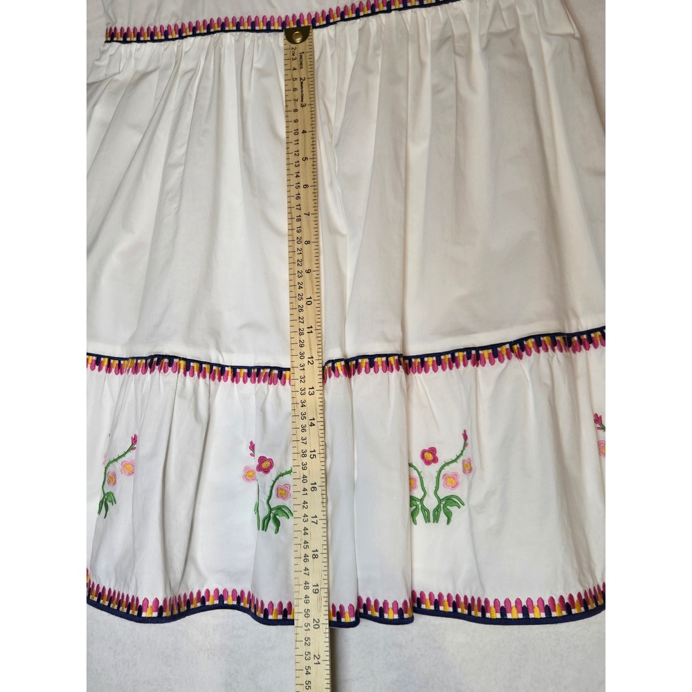 English Factory White Embroidered Mini Dress Puff Sleeve Square Neck Medium - Picture 9 of 9